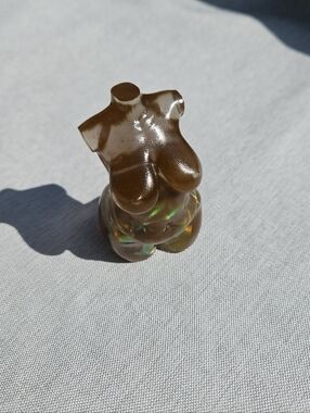 Handmade Iridescent Brown Chubby Resin Goddess Statue